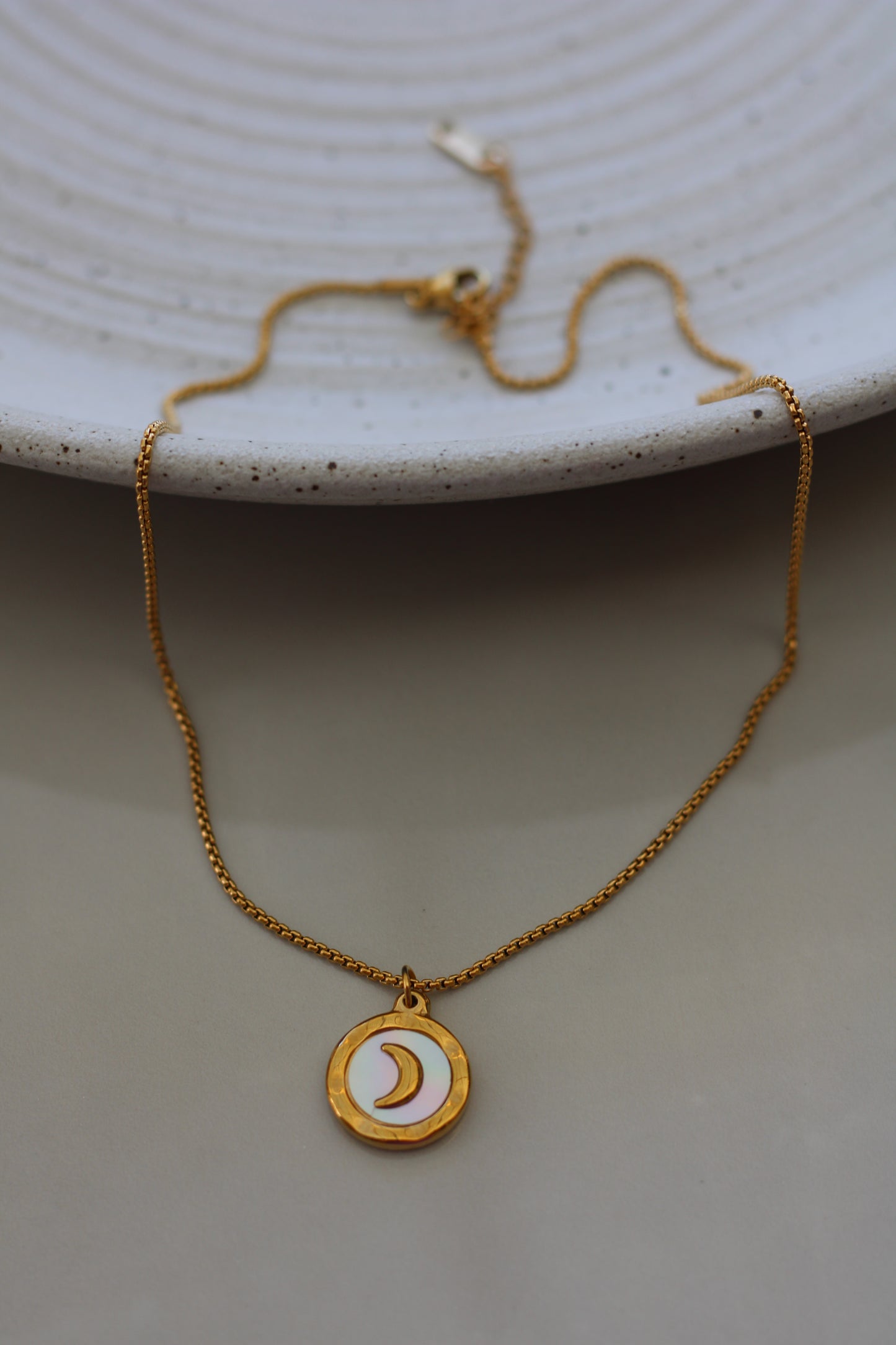Gold Iridescent Moon Pendant Necklace