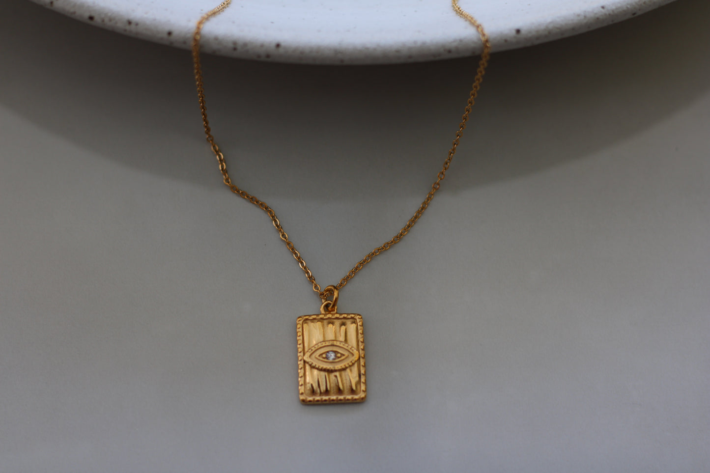 Gold Evil Eye Zirconia Pendant Necklace