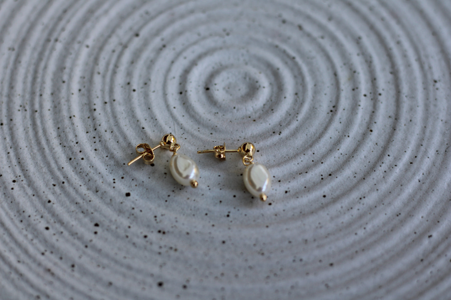 Gold Filled Drop Baroque Pearl Earrings