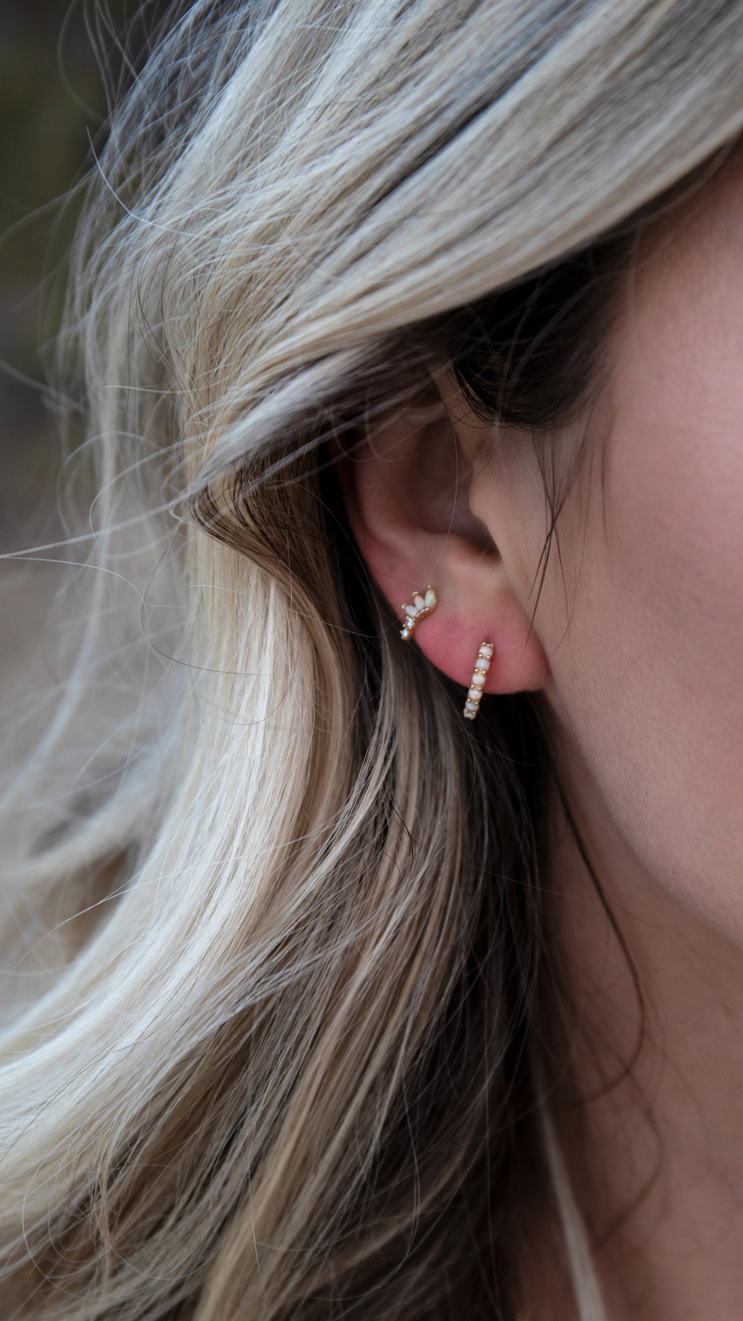 Mystic Ombre Opal Gold Huggies