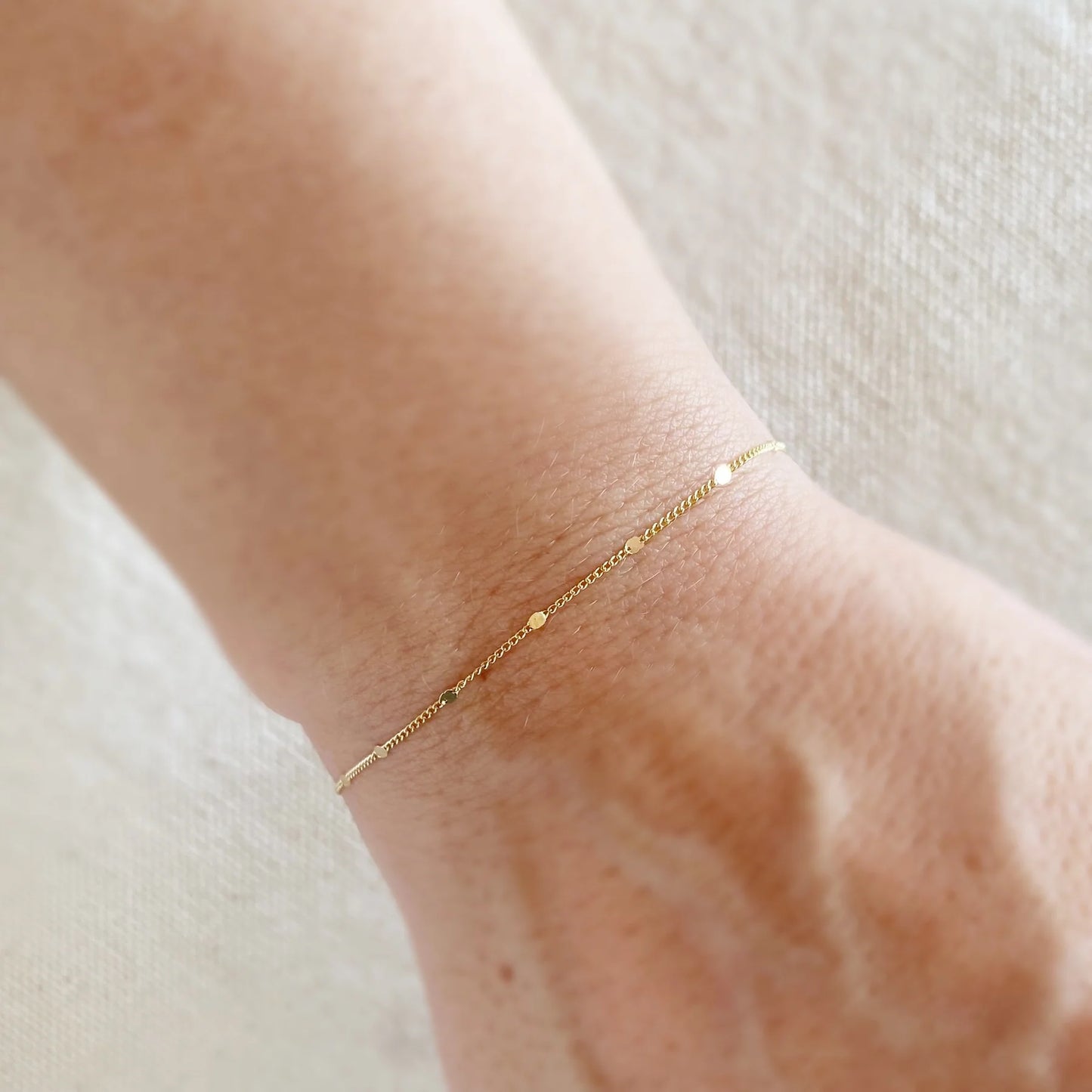 Gold Filled & Mini flat Dotted Gold Chain Bracelet