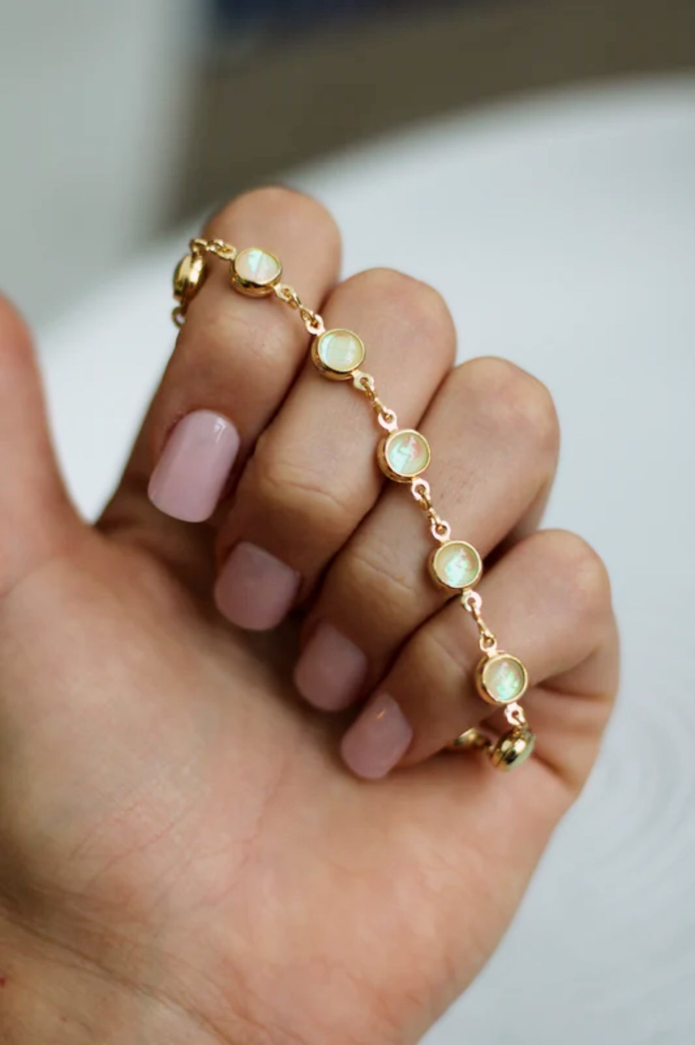 Gold Filled Rounded Opal Bracelet