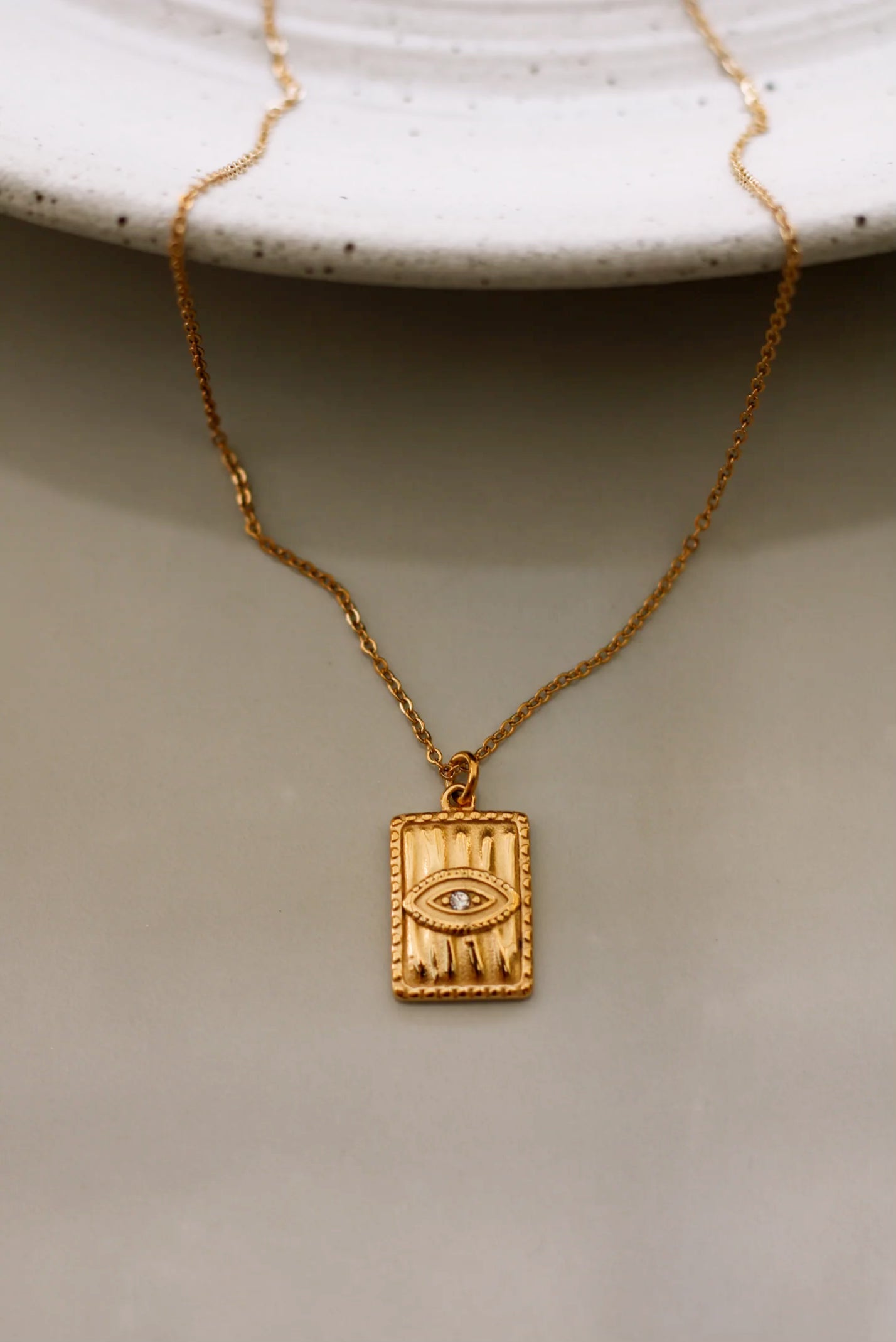 Gold Evil Eye Zirconia Pendant Necklace