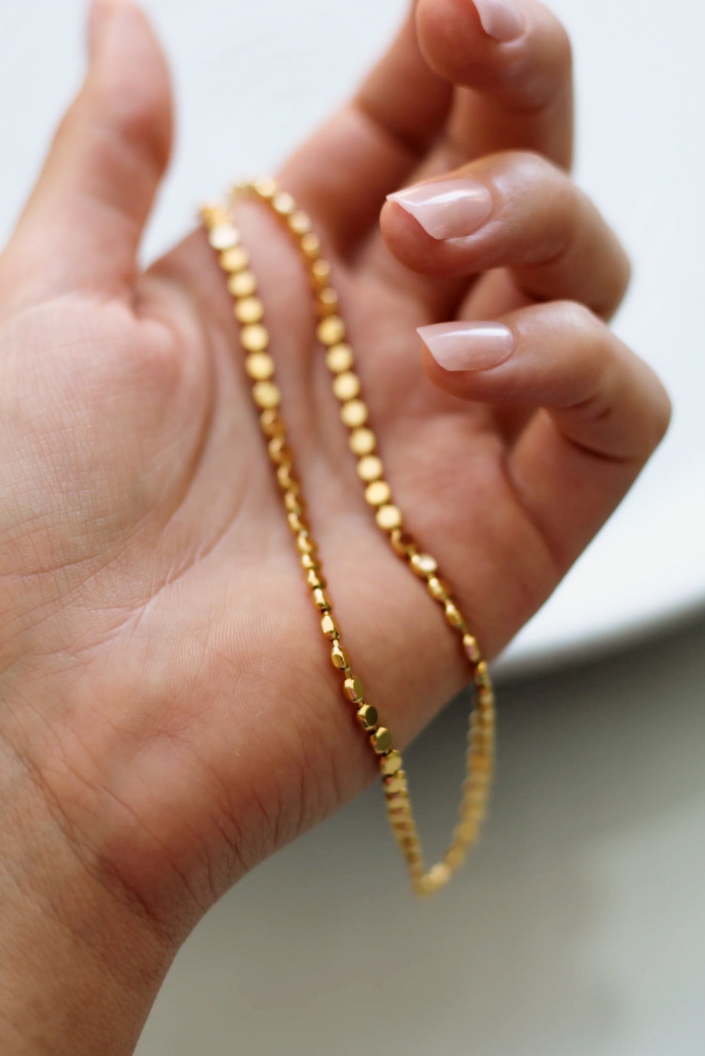 Gold Flat Beaded Choker Necklace
