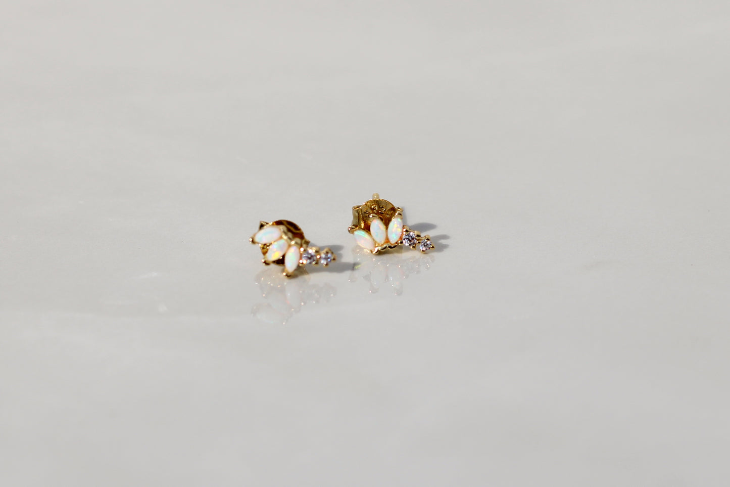 Luna Cascade Opal Gold Stud Earrings