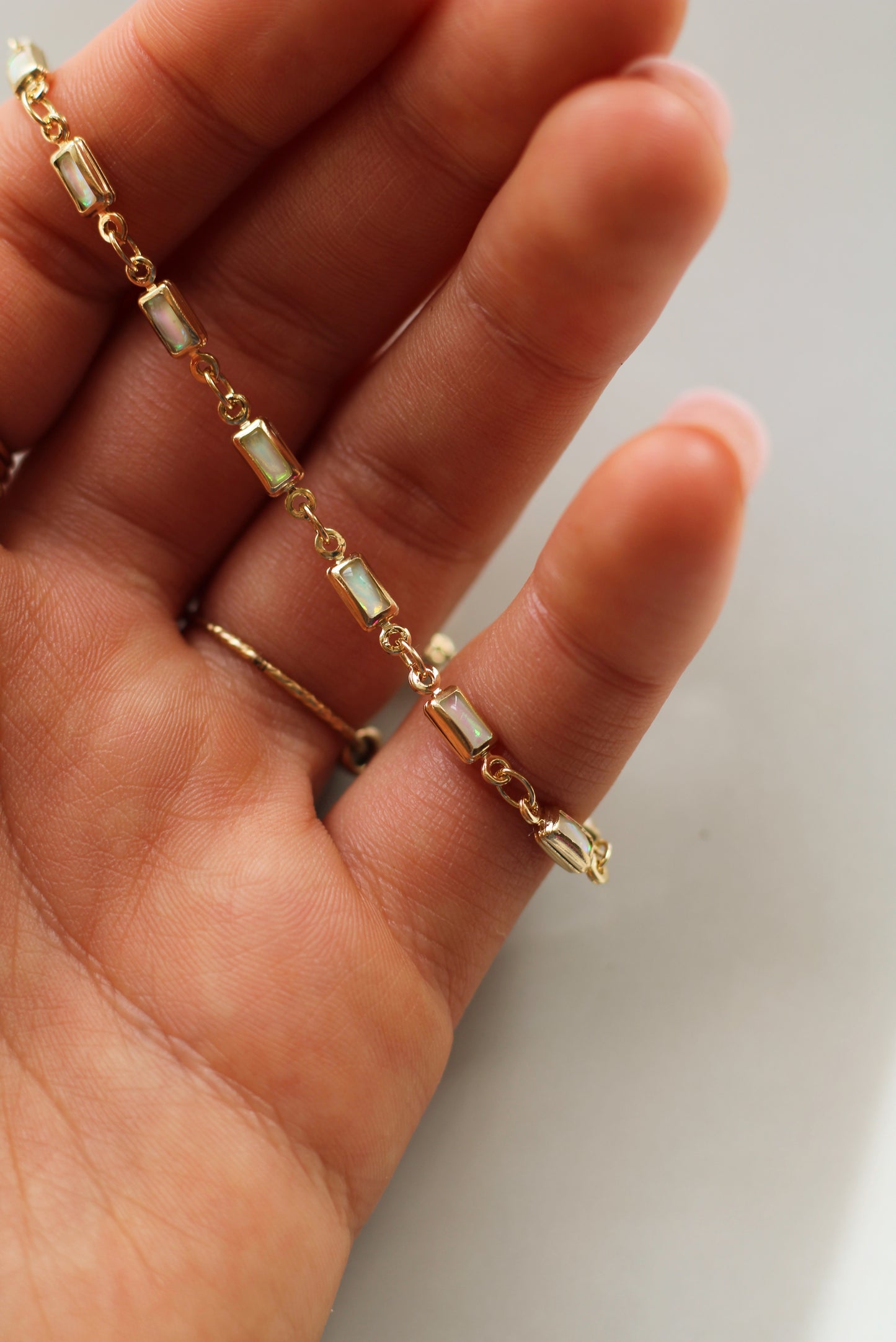 Gold Filled Rectangular Opal Bracelet