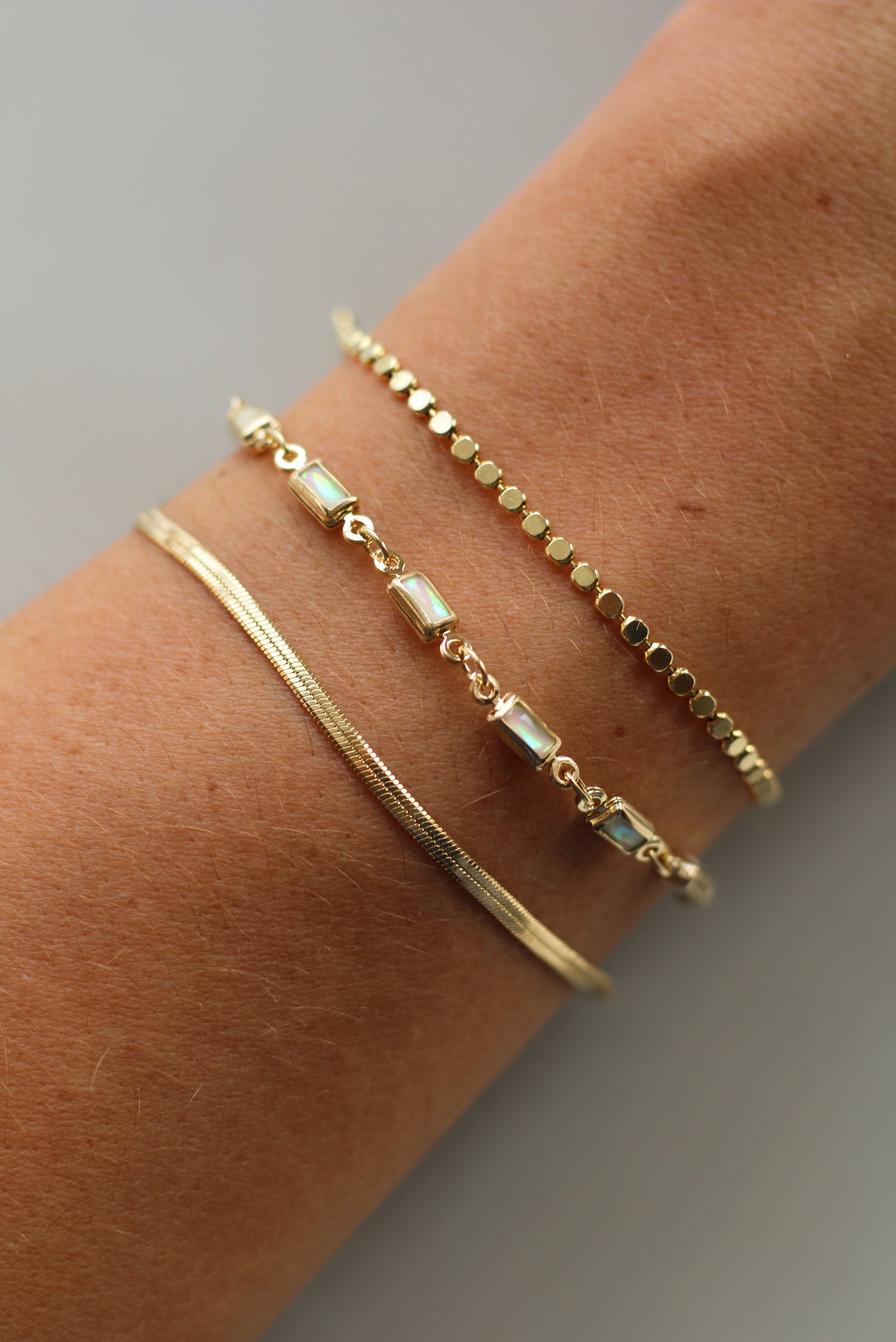 Gold Filled Rectangular Opal Bracelet