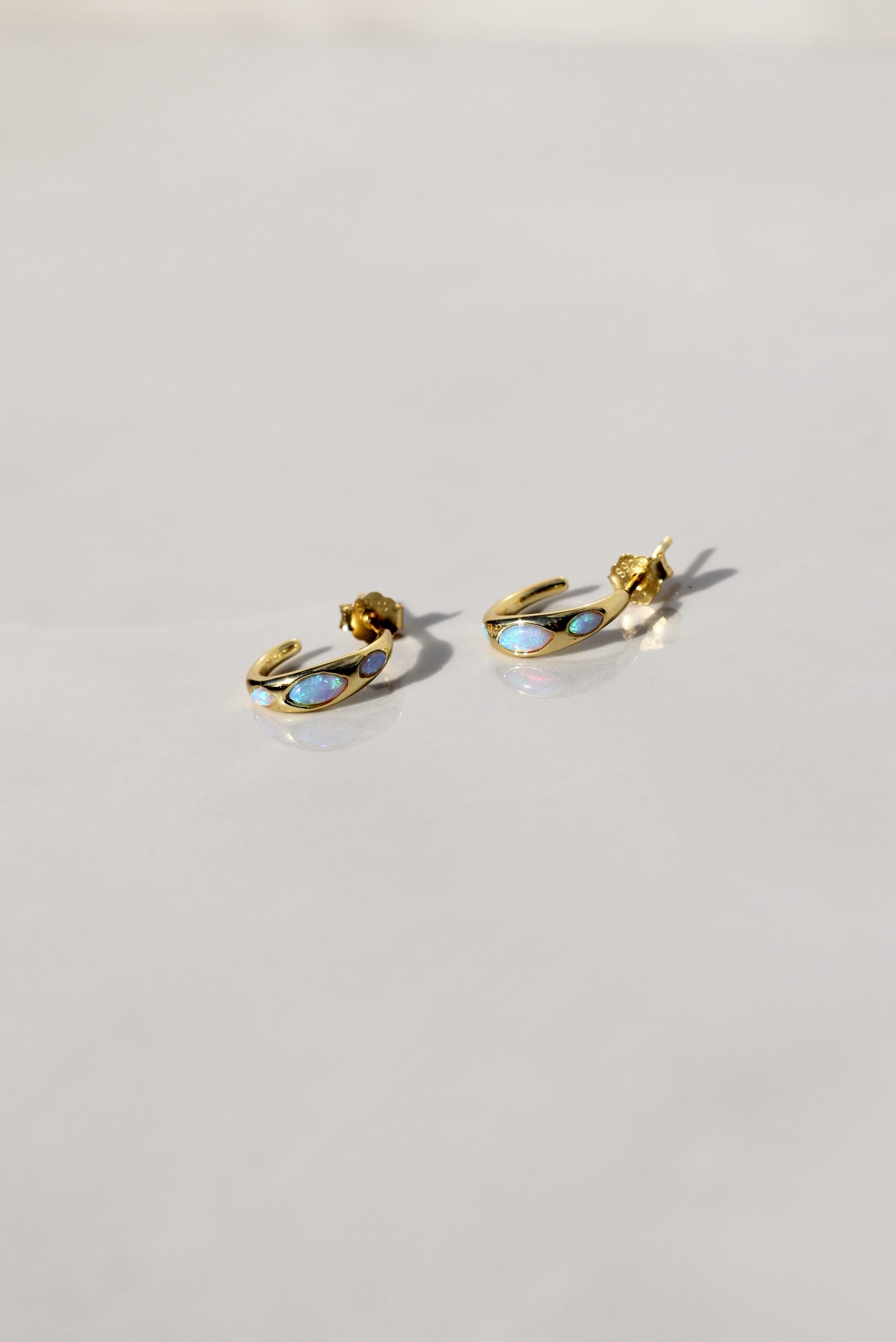 Triple Opal Goddess Gold Hoop