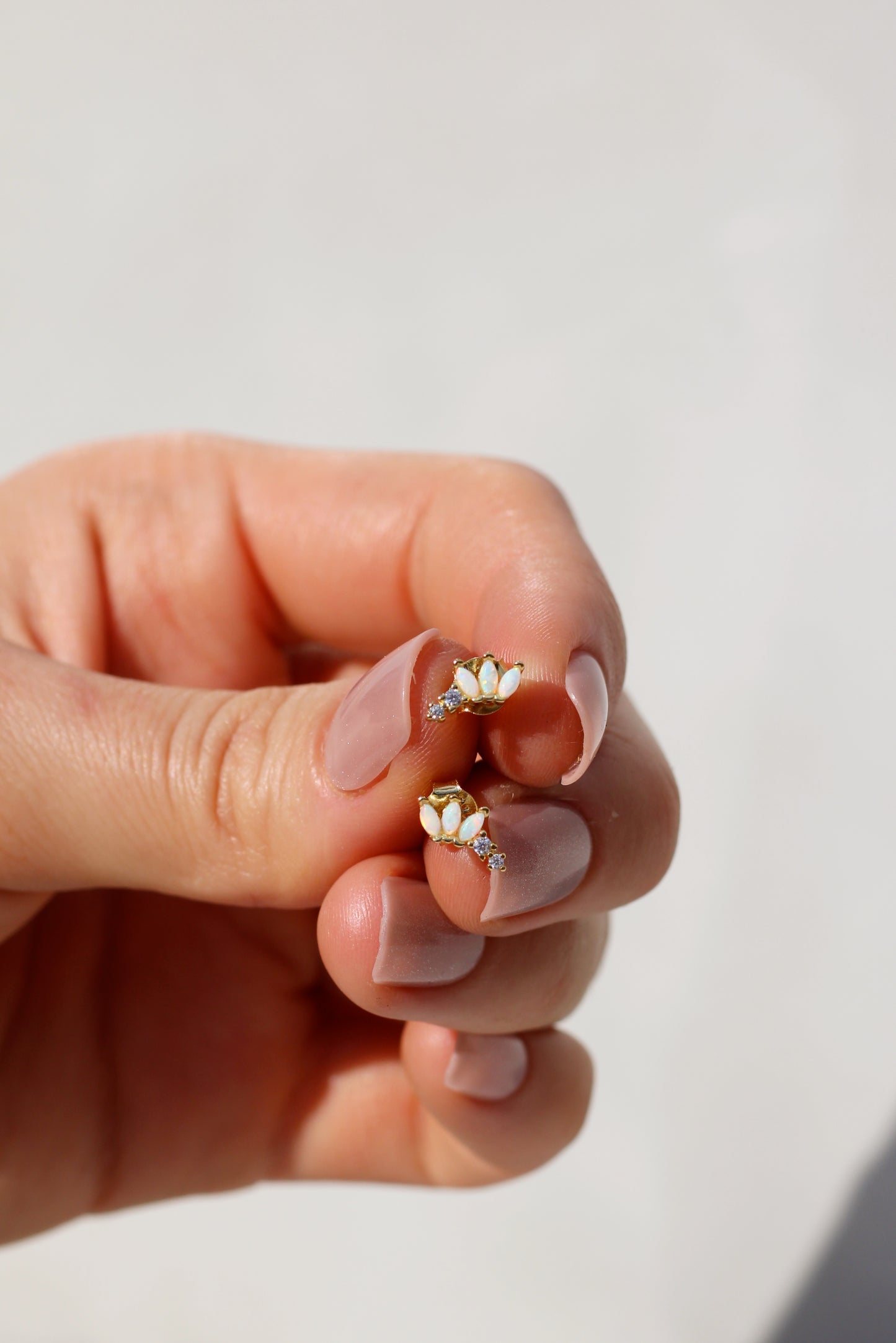 Luna Cascade Opal Gold Stud Earrings
