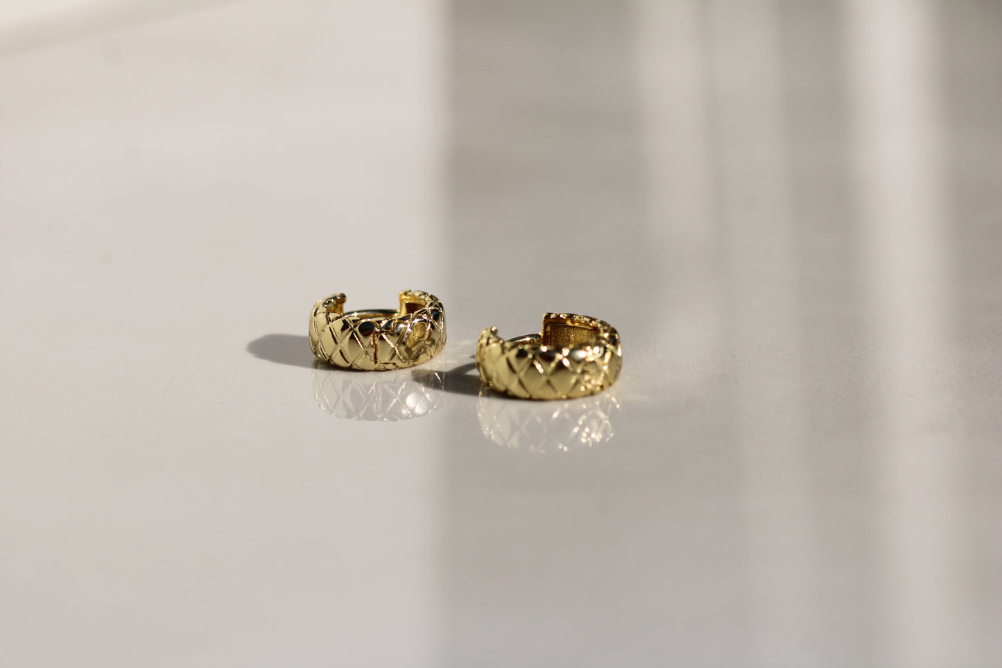 Gold filled Criss Cross Huggie Hoops