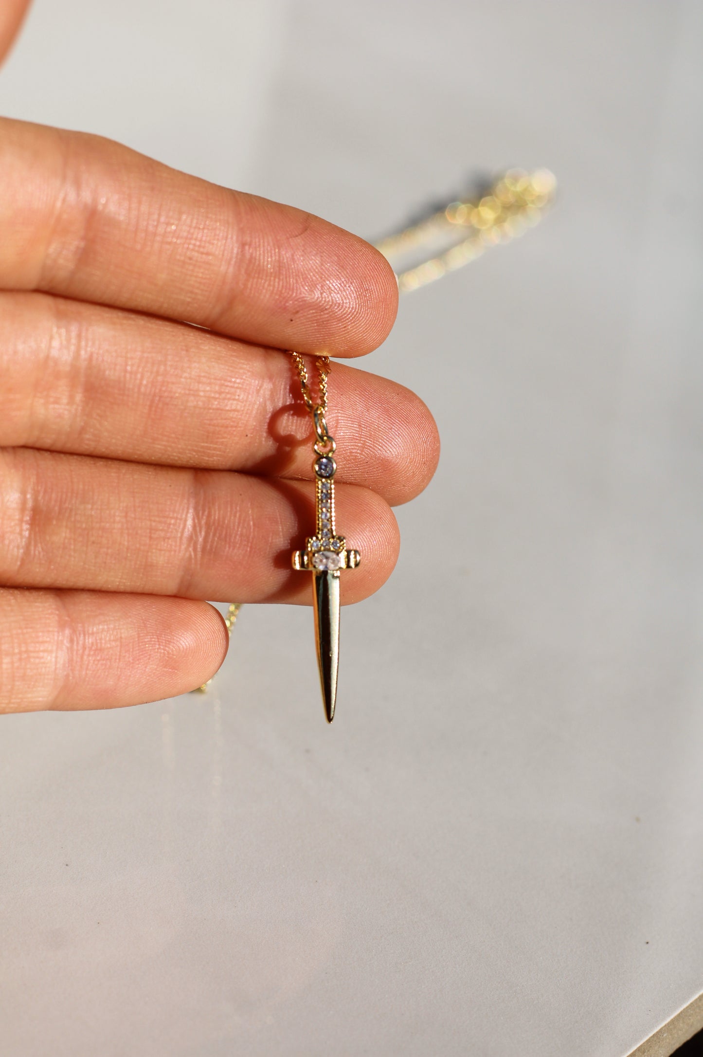 "Her Silent Armor" Dagger Necklace With Cubic Zirconia