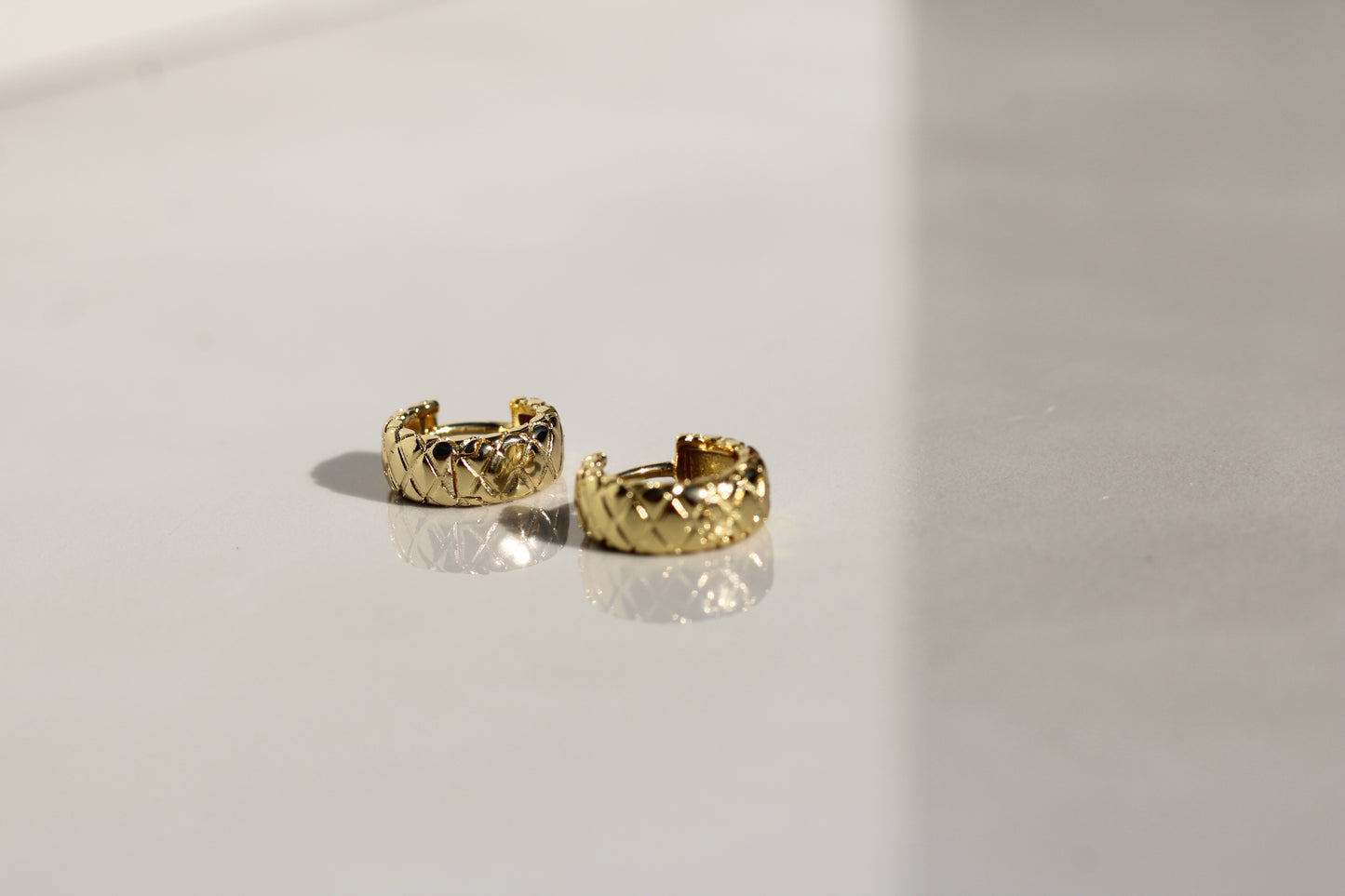 Gold filled Criss Cross Huggie Hoops