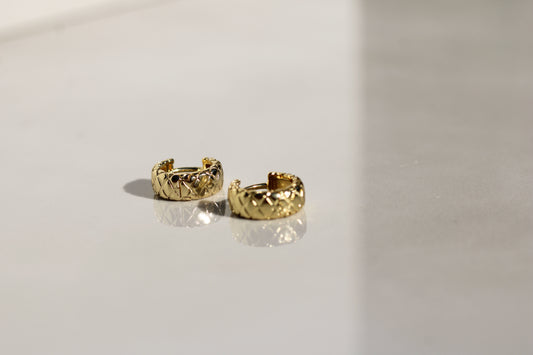 Gold filled Criss Cross Huggie Hoops