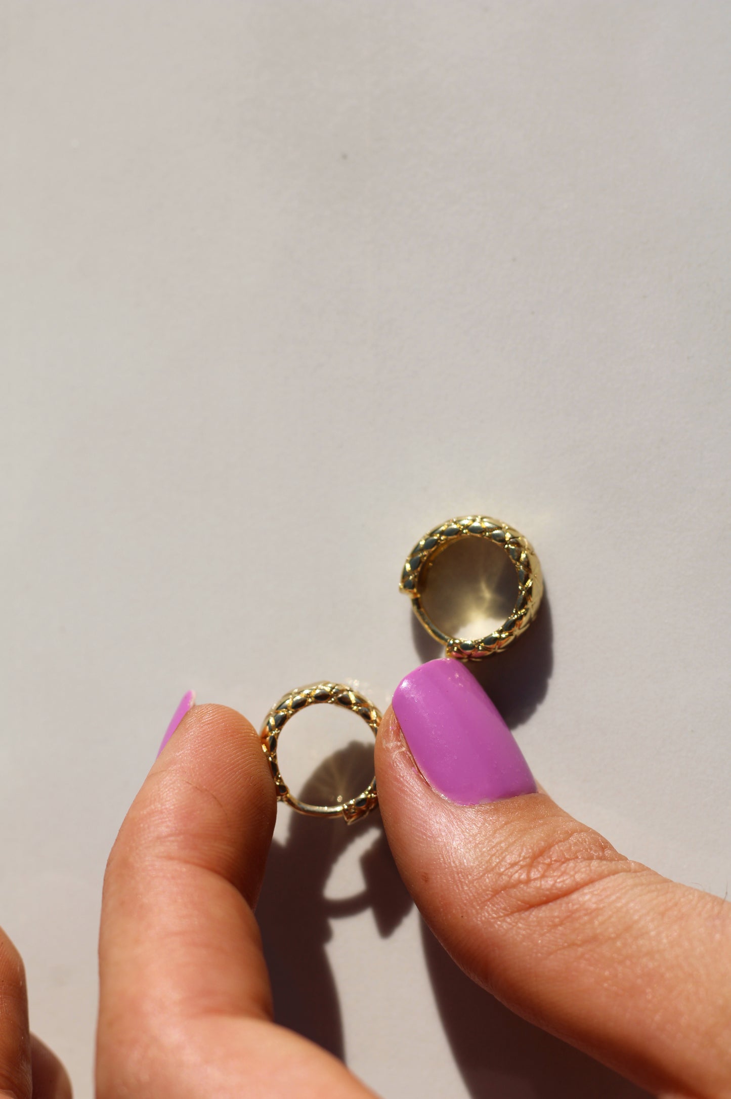 Gold filled Criss Cross Huggie Hoops