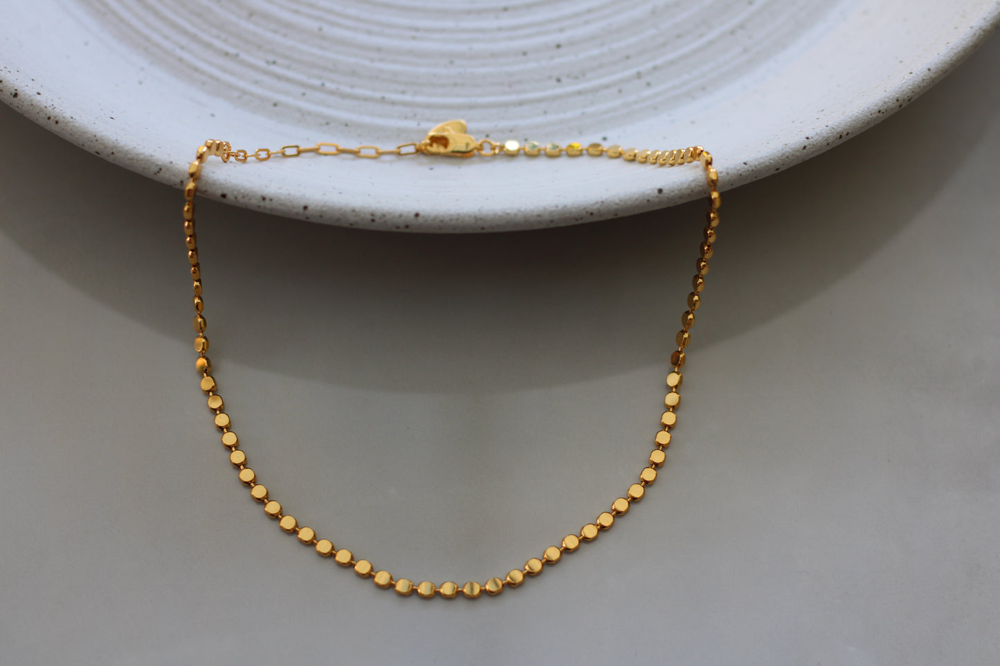 18k Gold Flat Beaded Choker Necklace