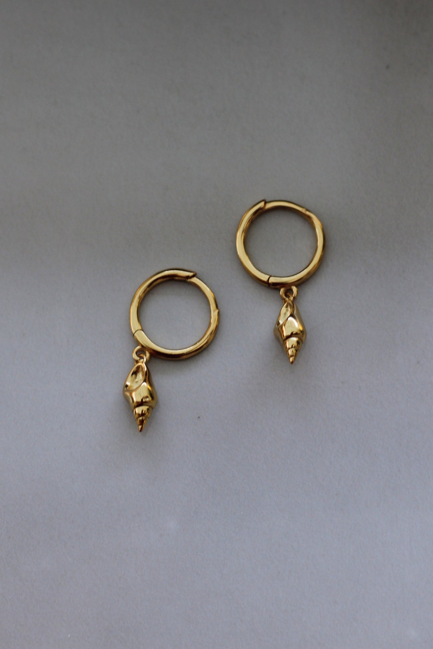 18k Gold Vermeil Conch Shell Dangle Hoop Earrings