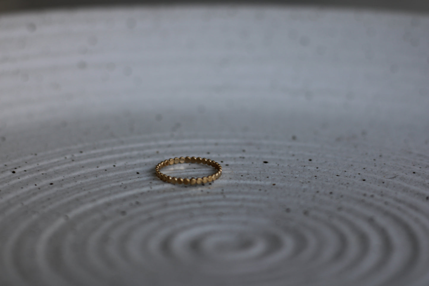 14K Gold Filled Thin Flat Beaded Ring