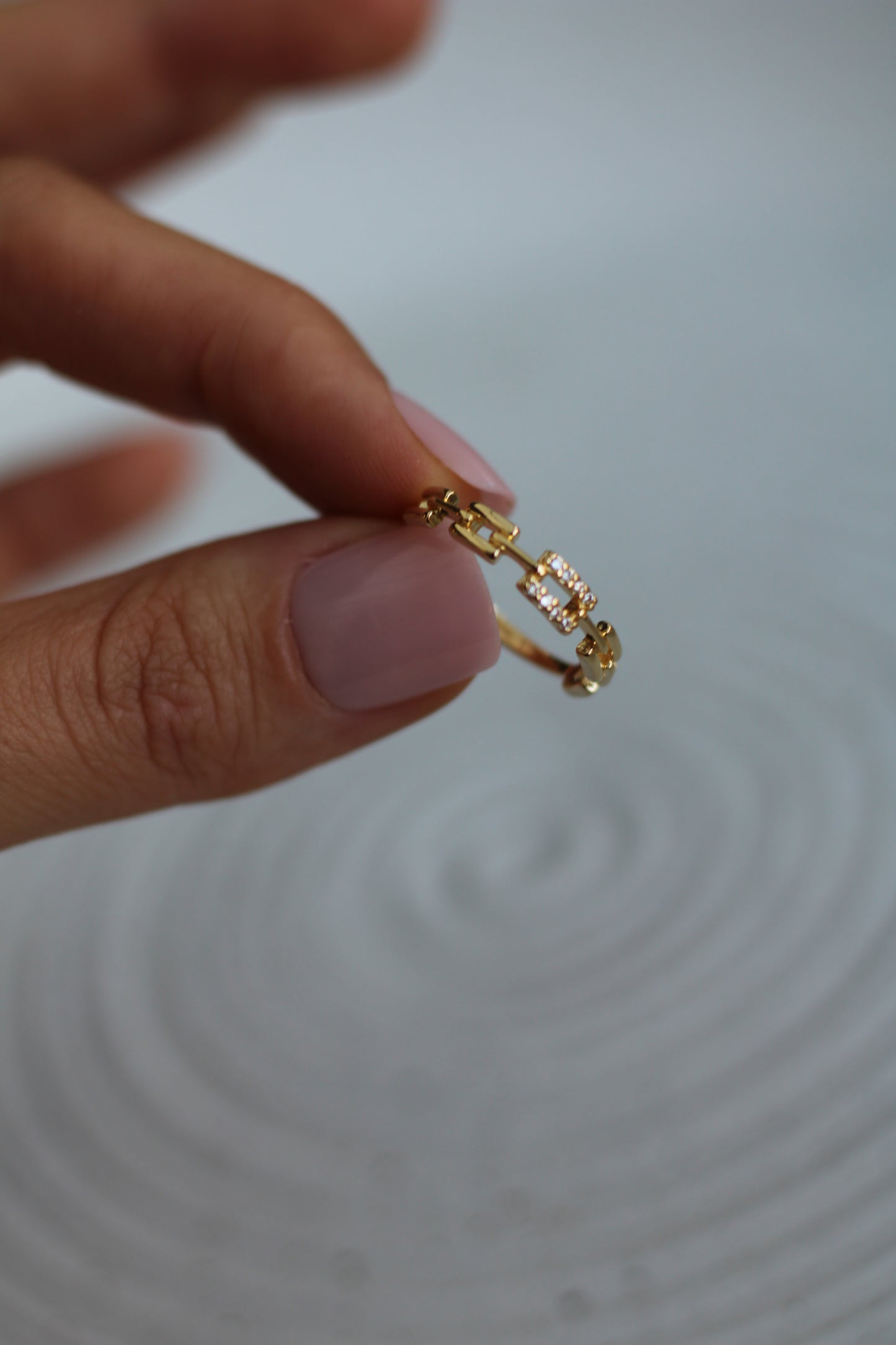 18k Gold Filled Chain Link CZ Ring