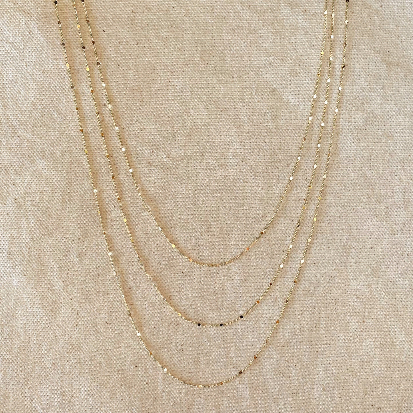 Gold Filled & Mini flat Dotted Gold Chain Necklace