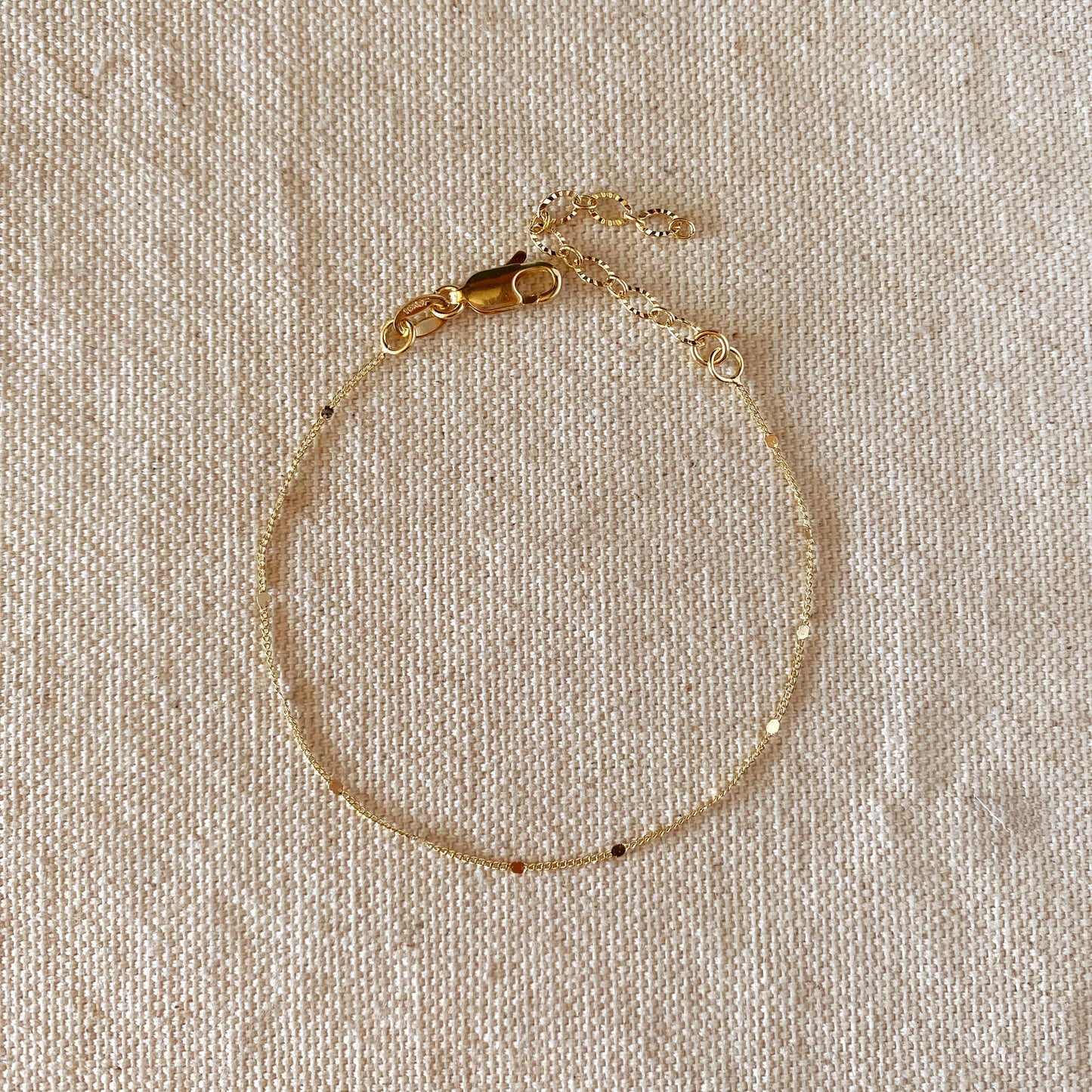 Gold Filled & Mini flat Dotted Gold Chain Bracelet