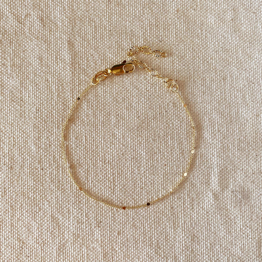 Gold Filled & Mini flat Dotted Gold Chain Bracelet