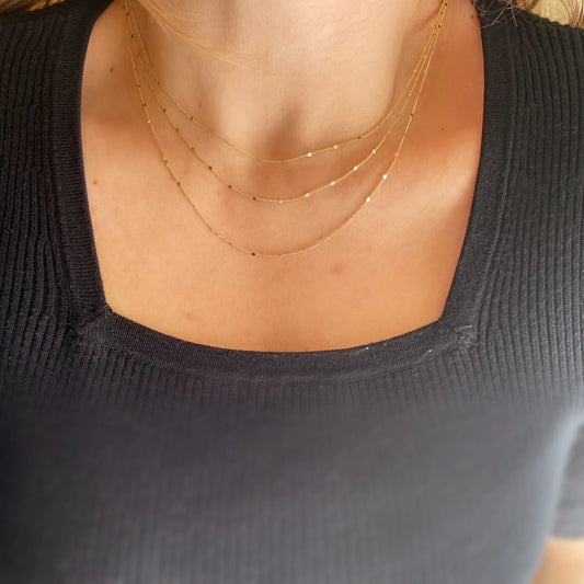 Gold Filled & Mini flat Dotted Gold Chain Necklace