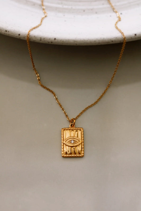 18k Gold Evil Eye Zirconia Pendant Necklace