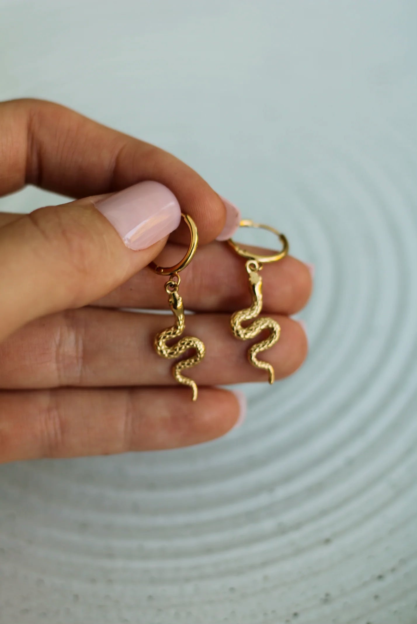 18k Gold Snake Earrings