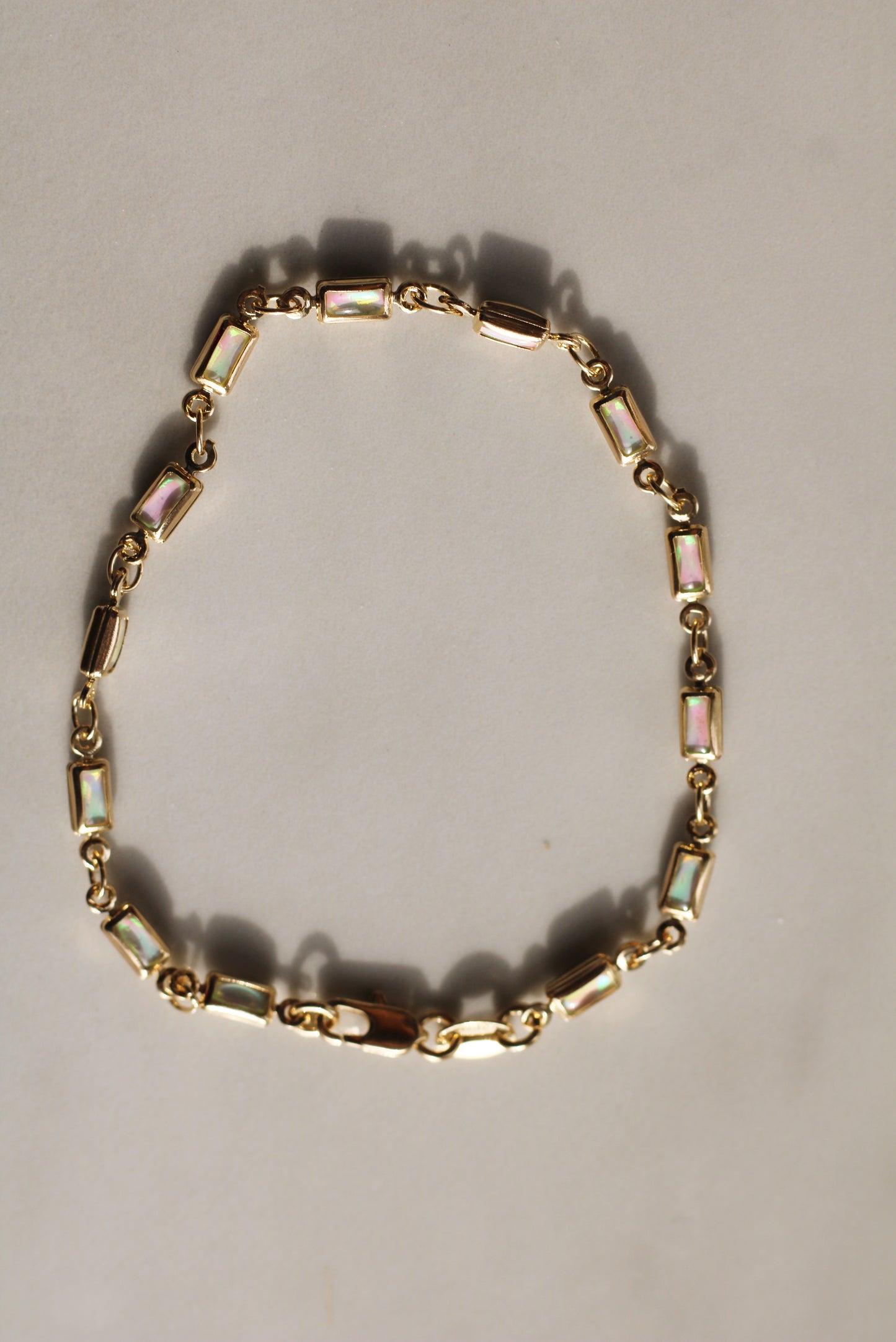 Gold Filled Rectangular Opal Bracelet