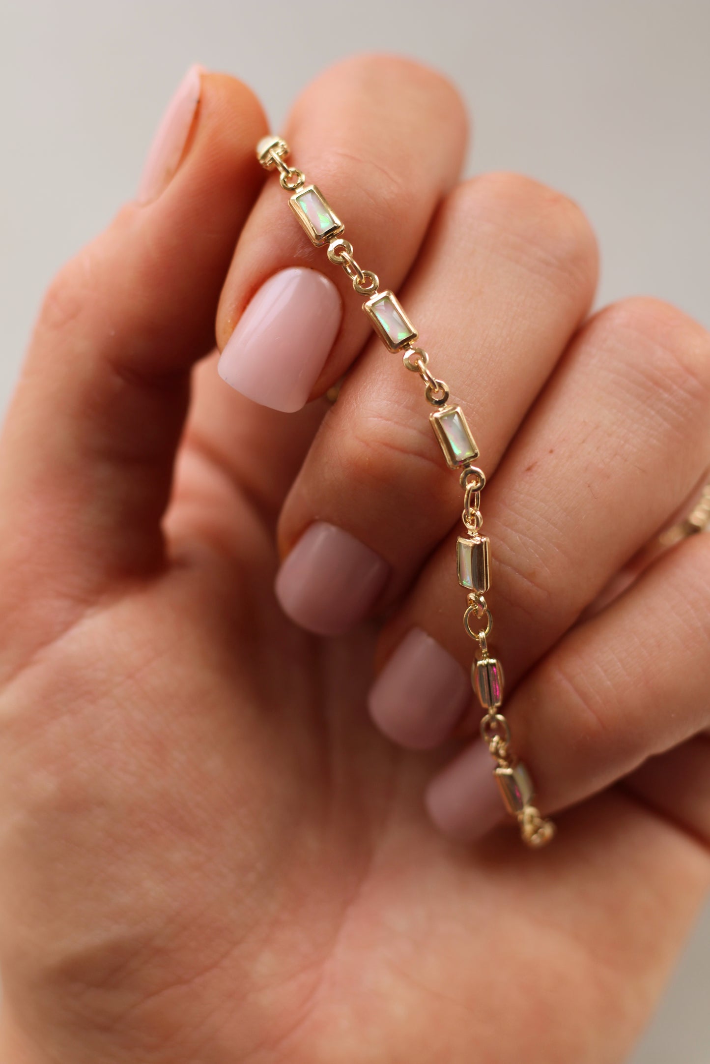 Gold Filled Rectangular Opal Bracelet
