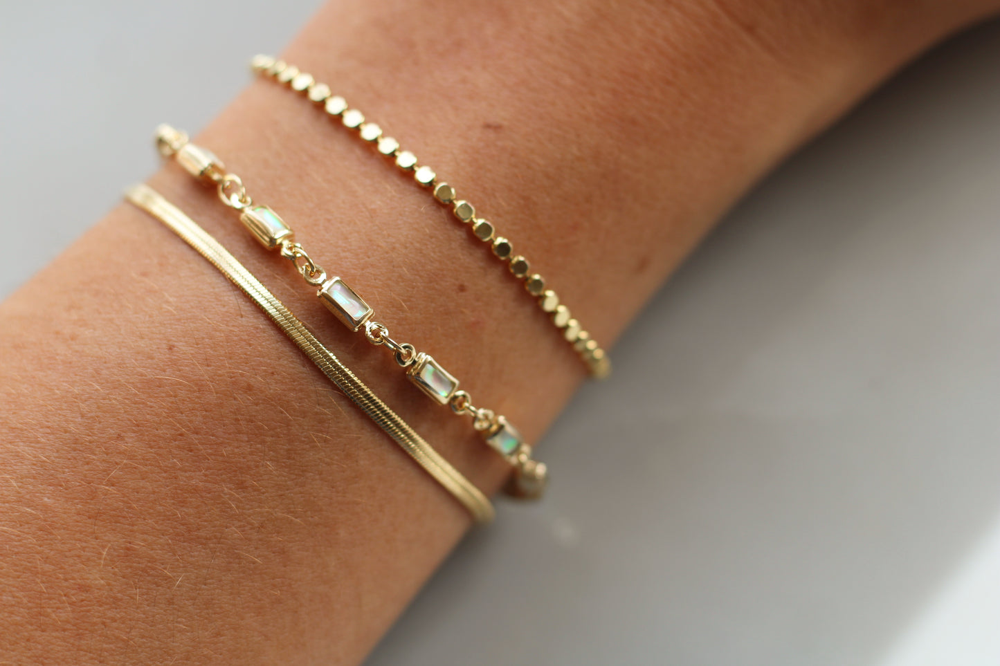 Gold Filled Rectangular Opal Bracelet