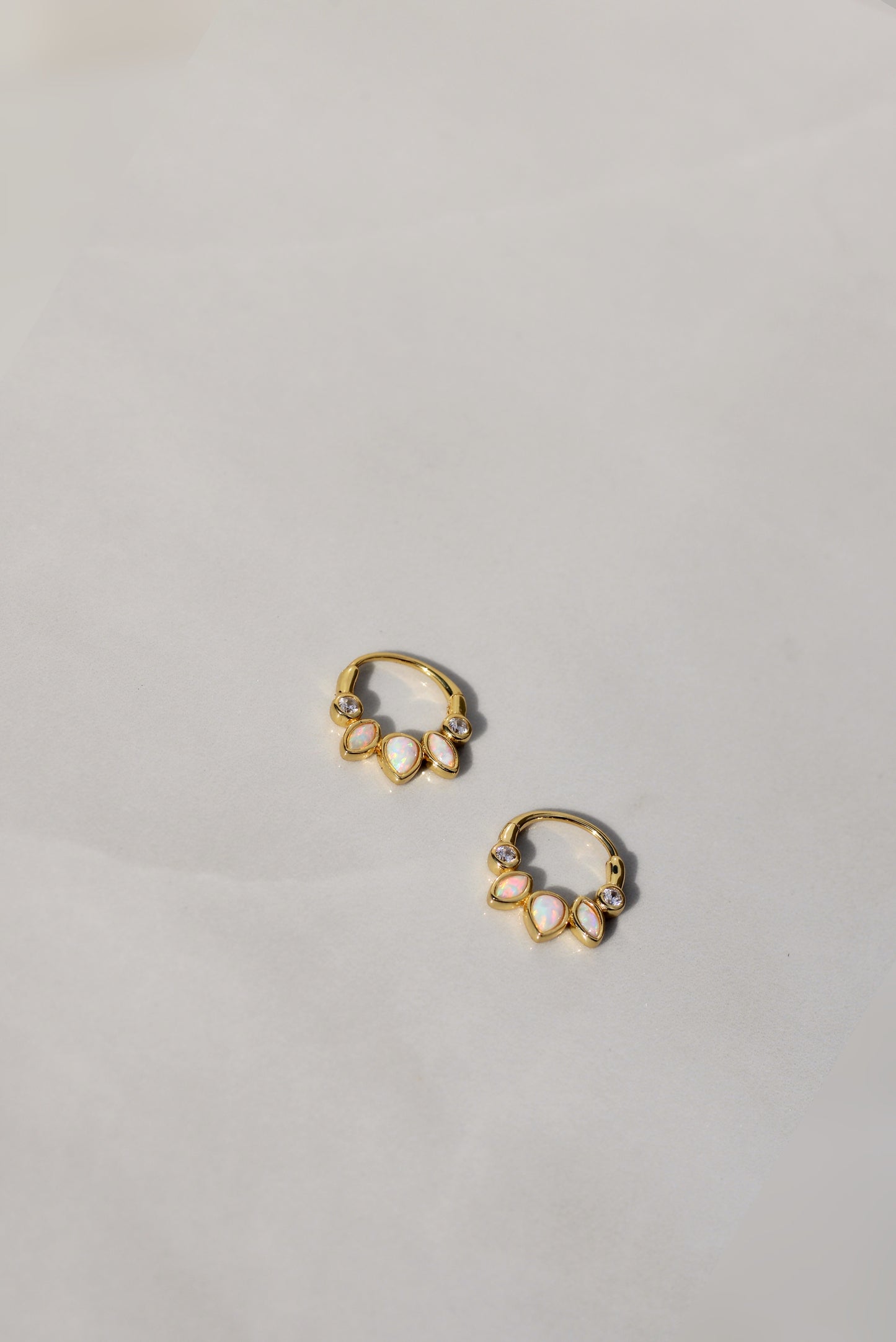 Luna Petal Gold Opal Hoops